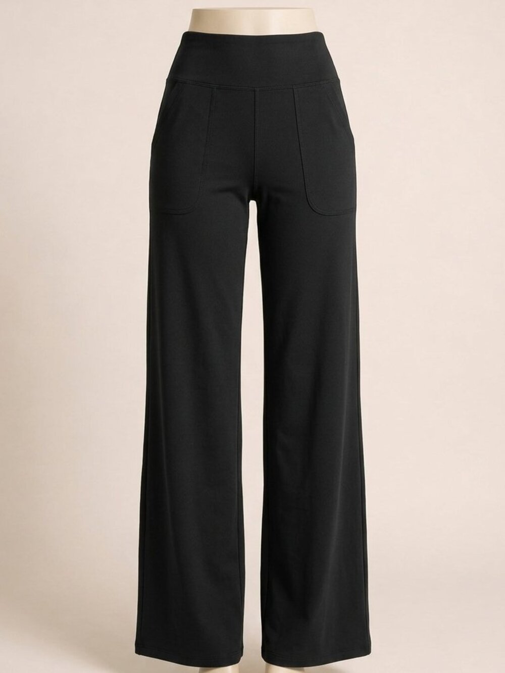 G4free Black High Waist Wide Leg Yoga Pants M 4-Way Stretch Pocket Athletic